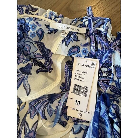 NWT Julia Jordan Blue Paisley Floral Print Midi Dress - Picture 7 of 8